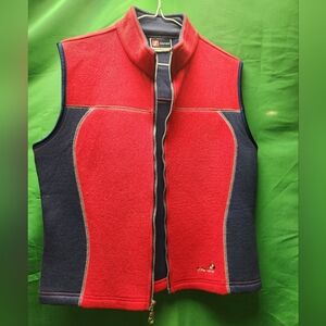 Women's fleece vest  three brand red and dark blue